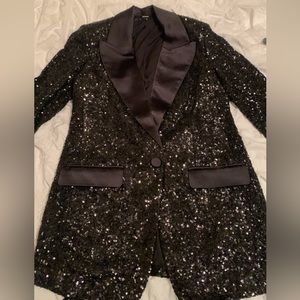 Black sequins blazer and black sequin shorts